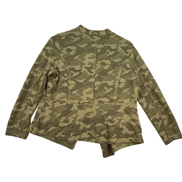 Womens Camo Open Front Waterfall Jacket Large Cardigan Jacket Casual Blazer - Picture 4 of 17